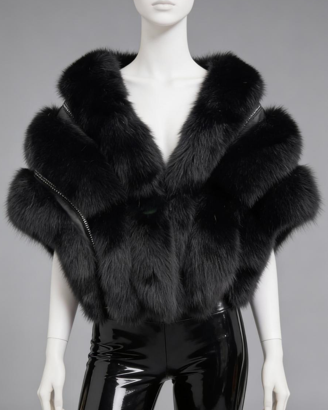 Black fox fur shawl