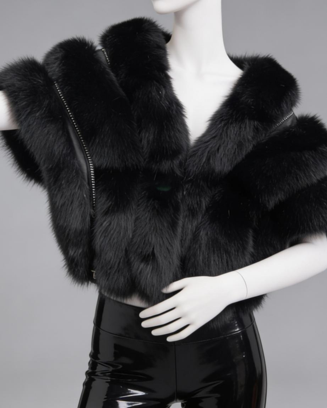 Black fox fur shawl