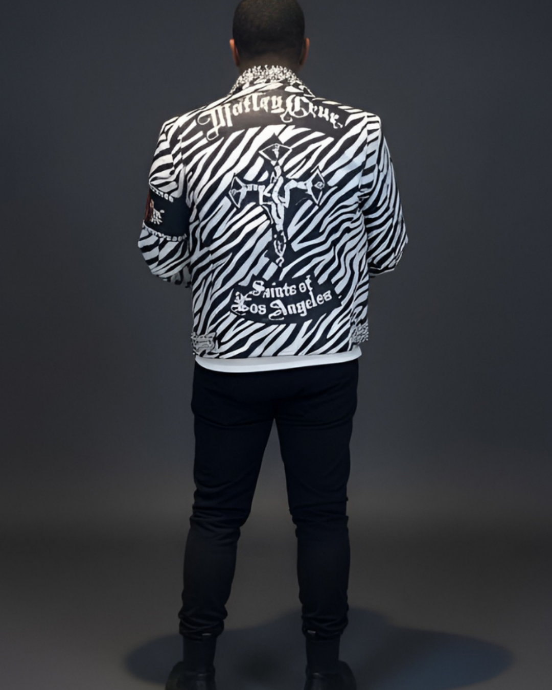 Zebra Print Studded Moto