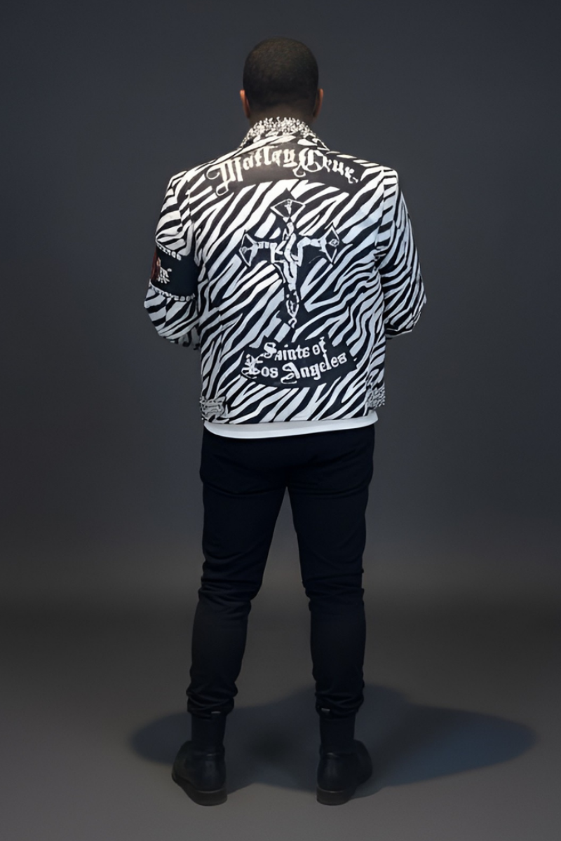 Zebra Print Studded Moto