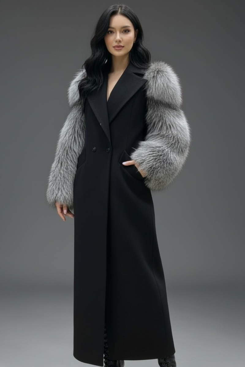Diana Black Fur Sleeve coat