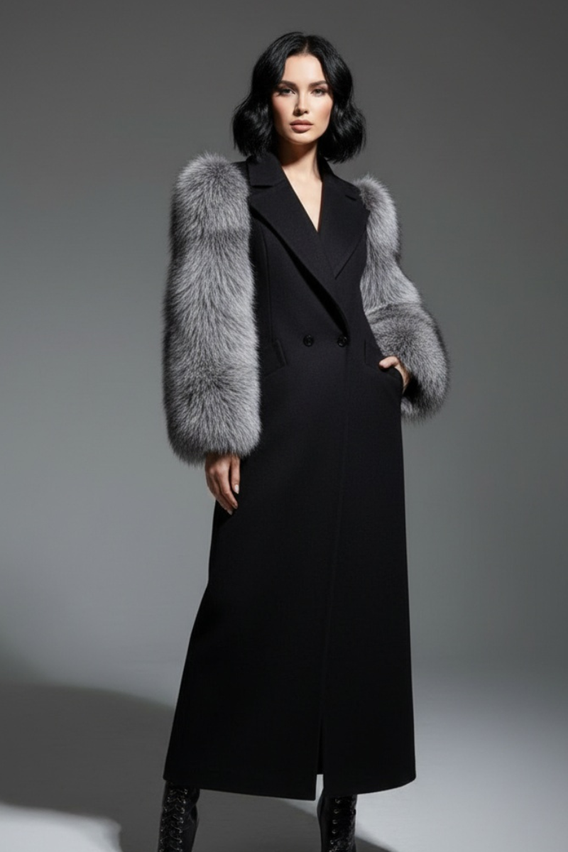 Diana Black Fur Sleeve coat