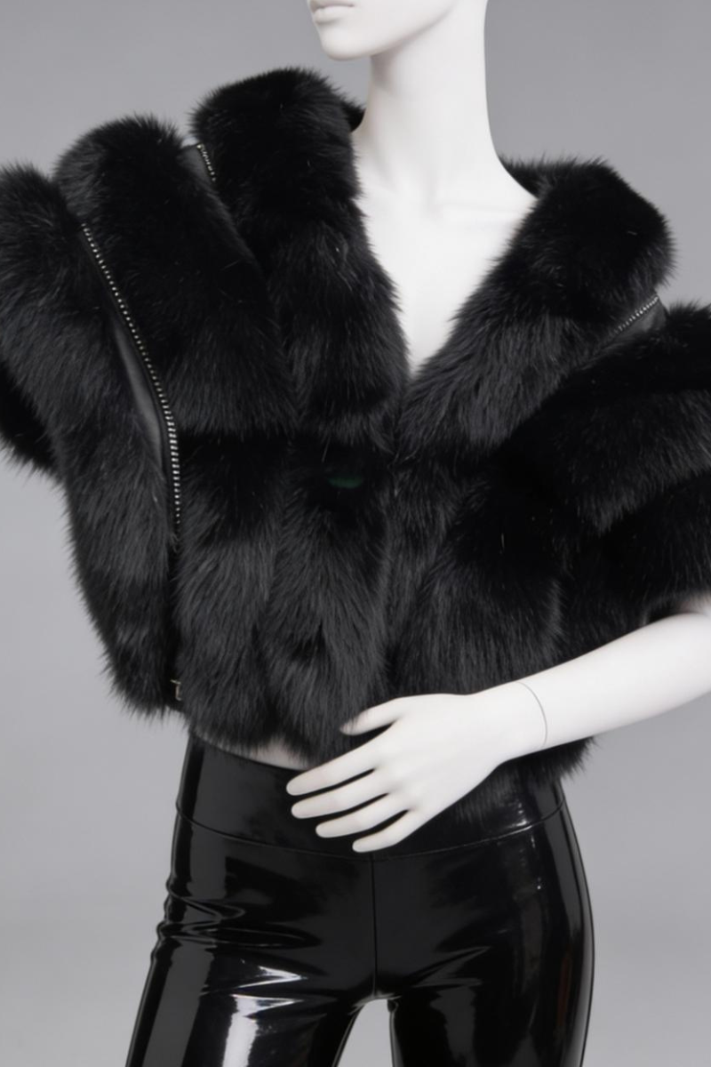 Black fox fur shawl