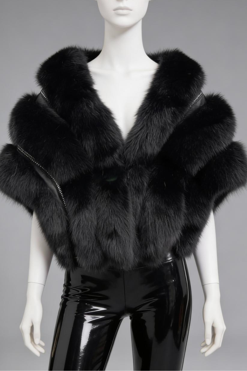 Black fox fur shawl