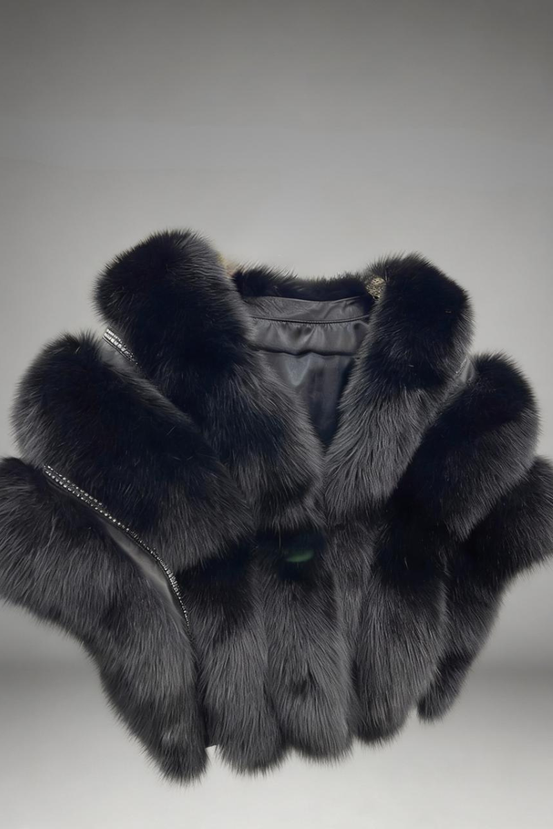 Black fox fur shawl