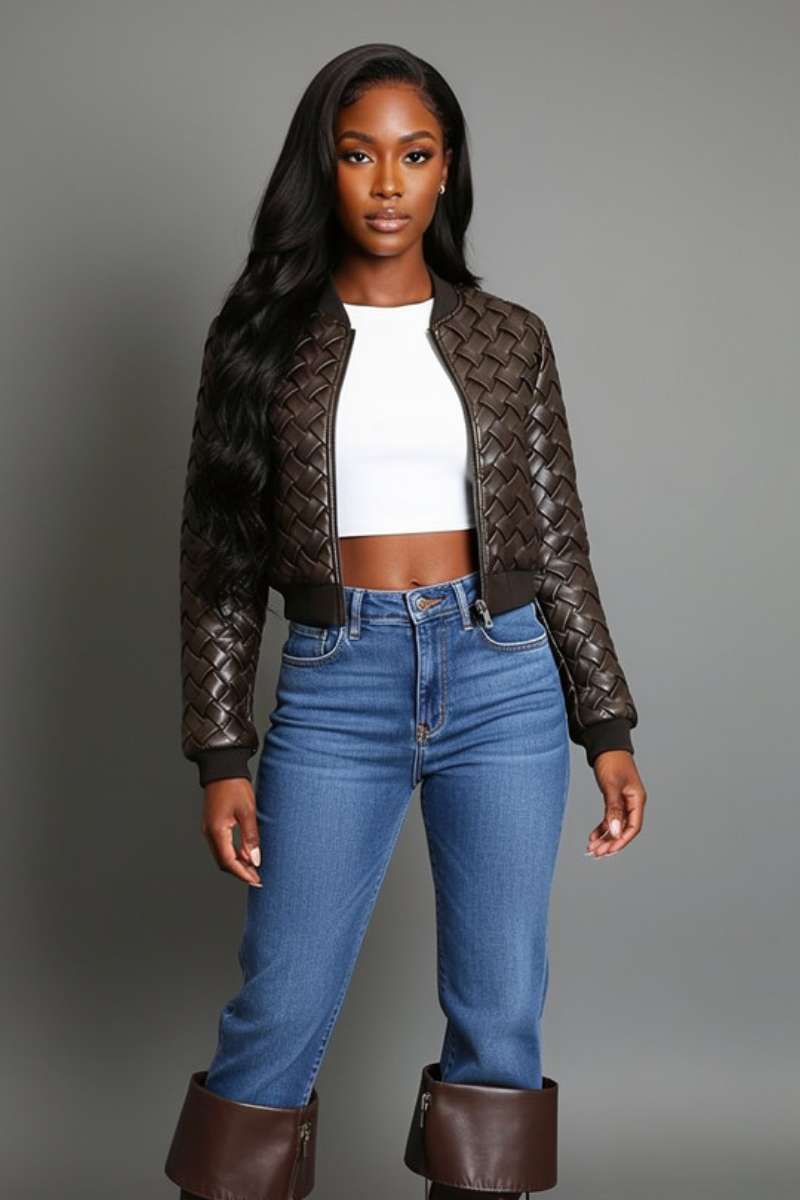 Textured Braided Woven Bomber