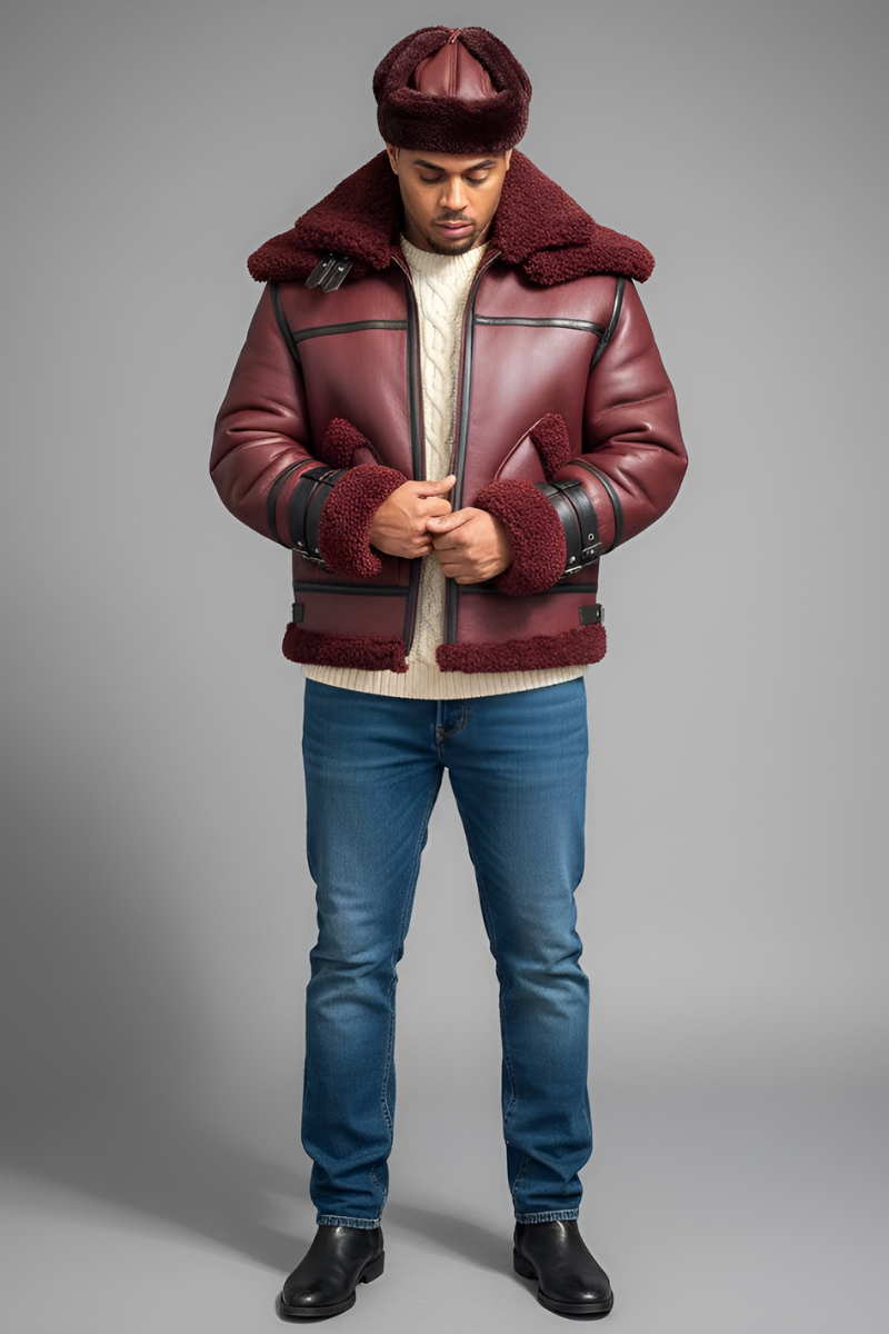 Burgundy Shearling Set