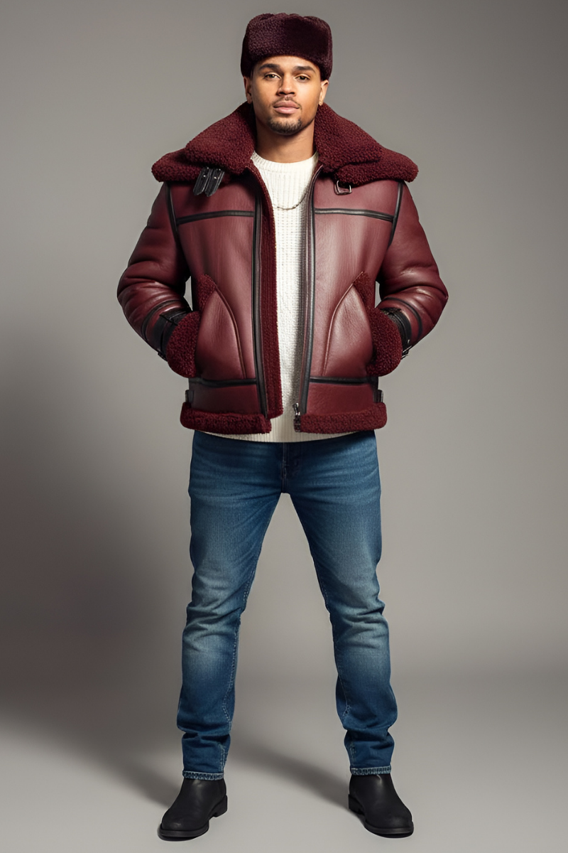 Burgundy Shearling Set