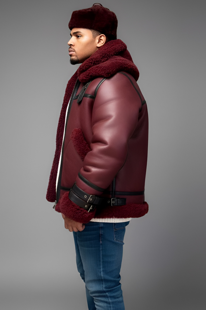 Burgundy Shearling Set