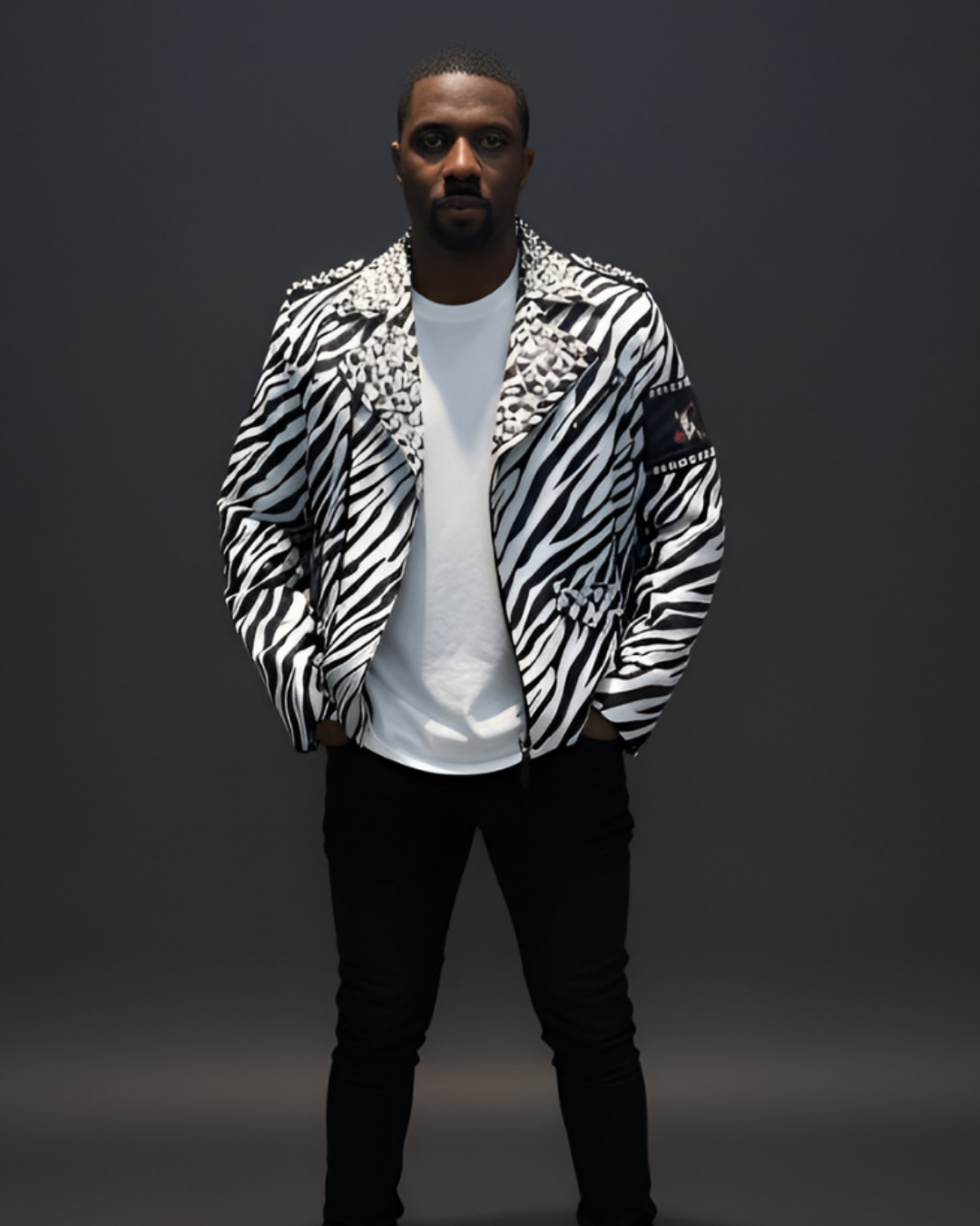 Zebra Print Studded Moto